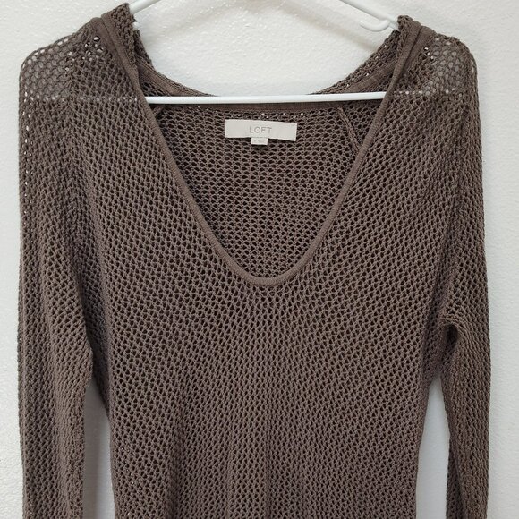 LOFT Other - Ann Taylor Loft Open Stitch Hoodie • 100% Cotton • Sm • Taupe